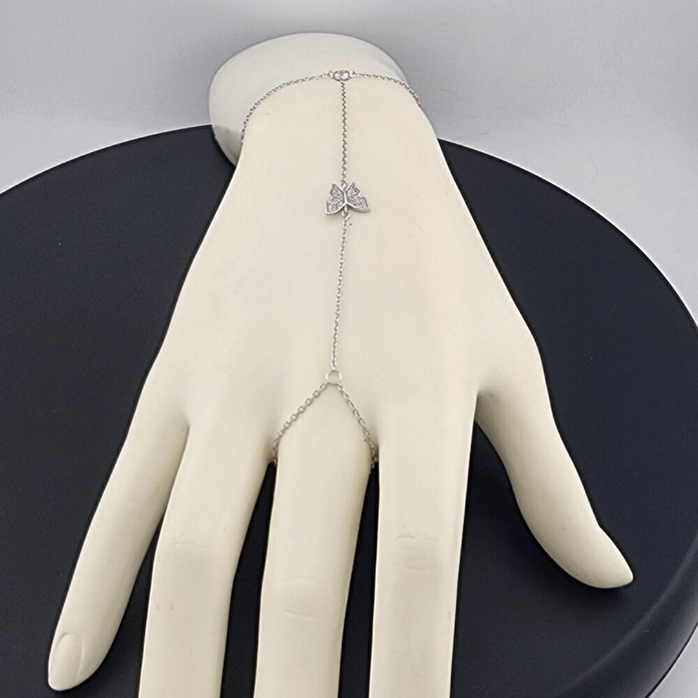 Butterfly Hand Ring Bracelet in 925 Sterling Silver – Dainty & Stylish - Picture 2 of 14